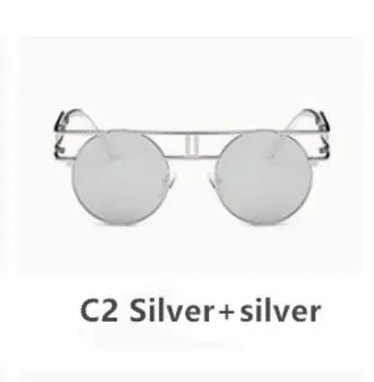 Модные солнцезащитные очки es для женщин стимпанк Панк стекло es бренд прозрачное стекло близорукость UV400 панк de sol gafas de sol mujer - Цвет линз: c2 silver silver