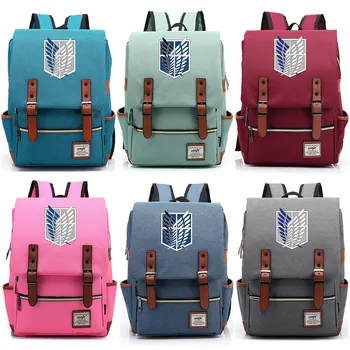

2019 New Anime Cartoon Attack on Titan Wings Boy Girl Student School bag Teenagers Schoolbags Canvas Women Bagpack Men Backpack