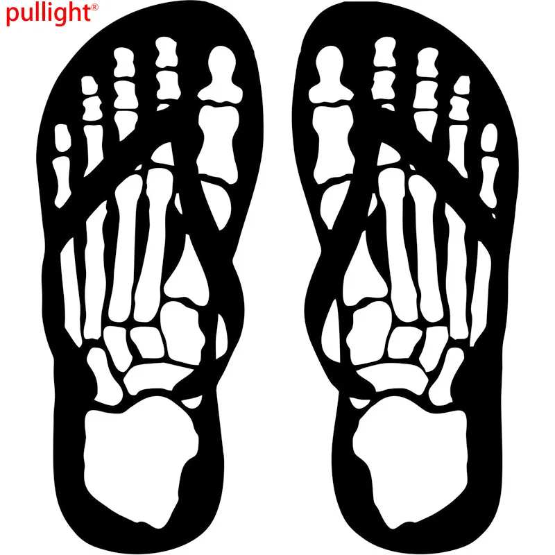 A pair Flip Flops Skeleton Skull Feet Stickers Motorcycle Decal Decor