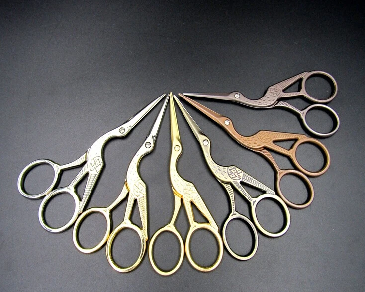 FREE SHIPPING high quality Vintage gilt crane scissors Cross stitch