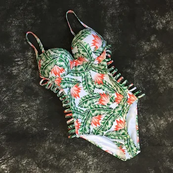 

Sexy One Piece Swimsuit Women Swimwear Bodysuit Backless Halter Vintage Print Swimwear One-piece Suits Brazilian bikinis