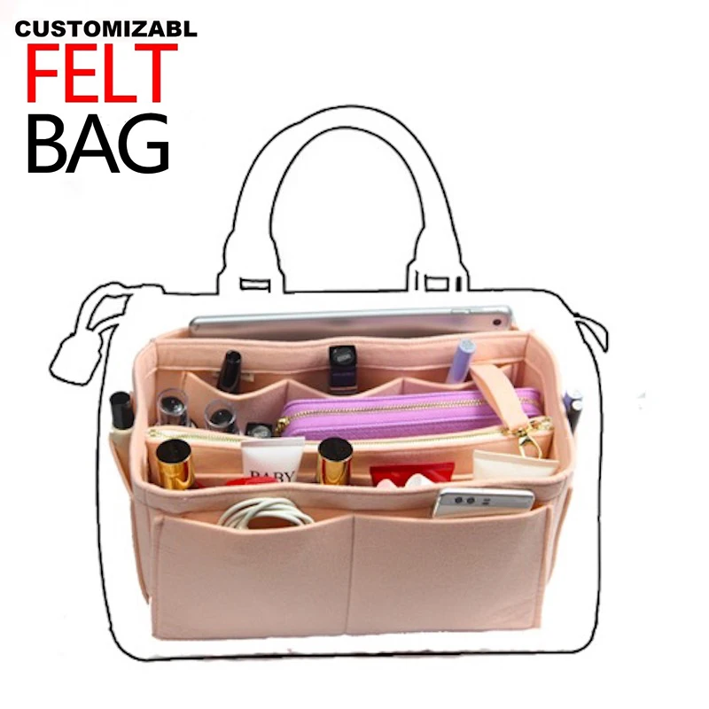 

Organizer Bag Felt Bag Purse Organizer Handbag Tote Bag in Bag Speedy 25 30 35 40 Neverfull MM GM PM w/Detachable Zip Pocket