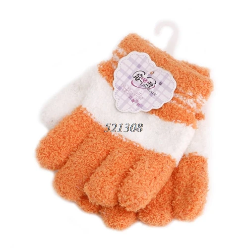 Новые детские перчатки для девочек и мальчиков, флисовые мягкие перчатки, теплые зимние аксессуары - Цвет: orange