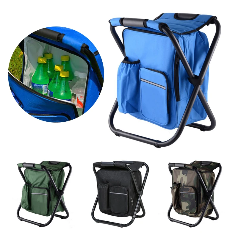 

Multifunctional Camping Chair Outdoor Folding Fishing Chair Stool Portable Cooler Meal Bag Backpack Travel Seat Bag