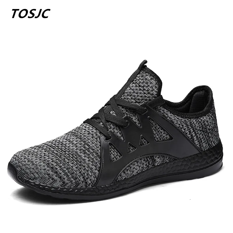 

TOSJC Man Fashion Casual Sneaker Lace Up Vulcanized Shoes Zapatos Hombre Light Weight Summer Casual Shoes Teenage Black Color