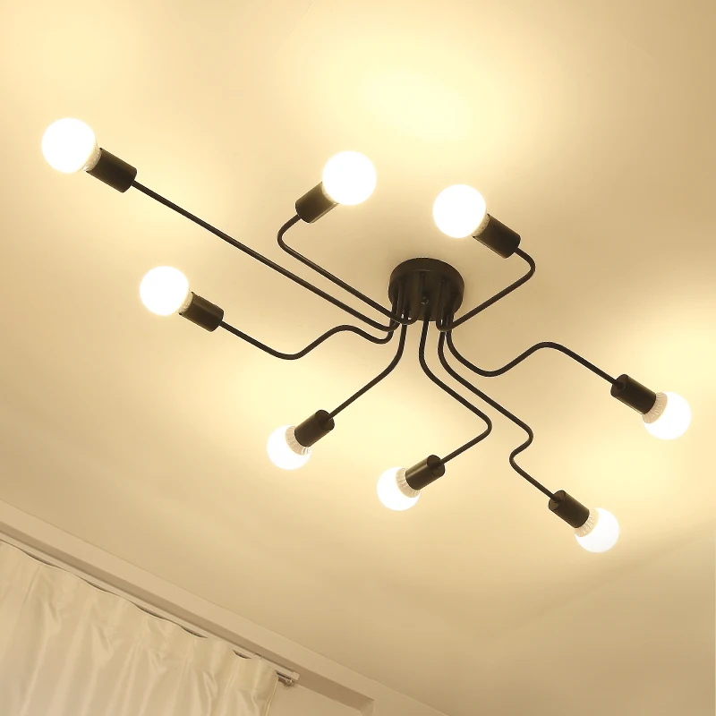 

Multiple Rod Wrought Iron Ceiling Lights For Living Room Vintage Industrial Loft Nordic Ceiling Lamps For Home Lighting S305DD