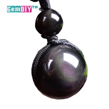 

Fashion Obsidian Rainbow Eye Beads Ball Natural Stone Necklace Pendant Transfer Lucky Love Crystal Jewelry