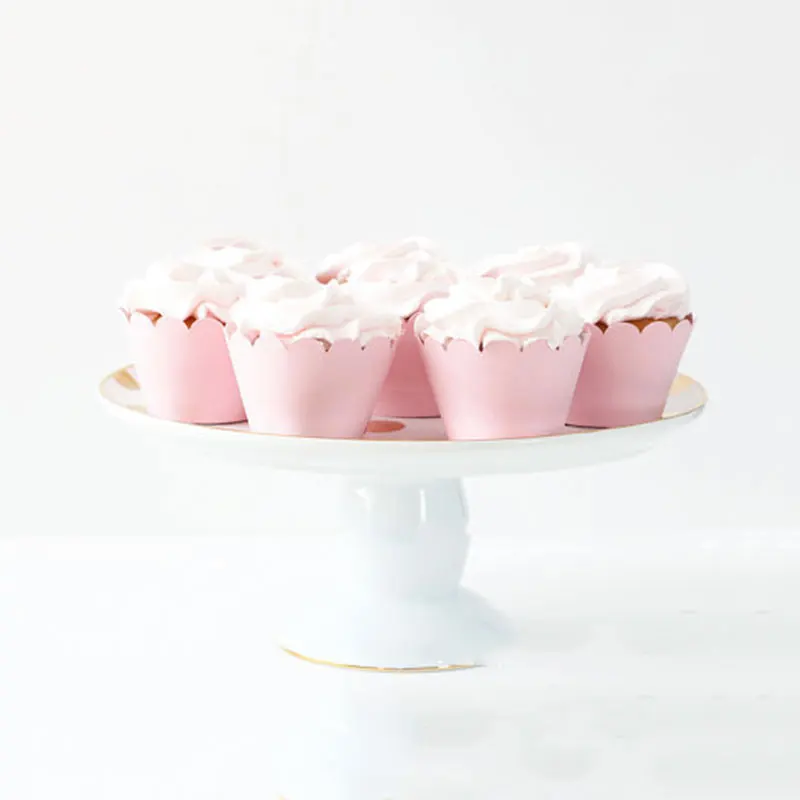 12 шт./компл. обертки для кексов бумага Макарон цвета Свадьба День рождения десерт украшения наборы; детский душ торт Декор - Цвет: pink