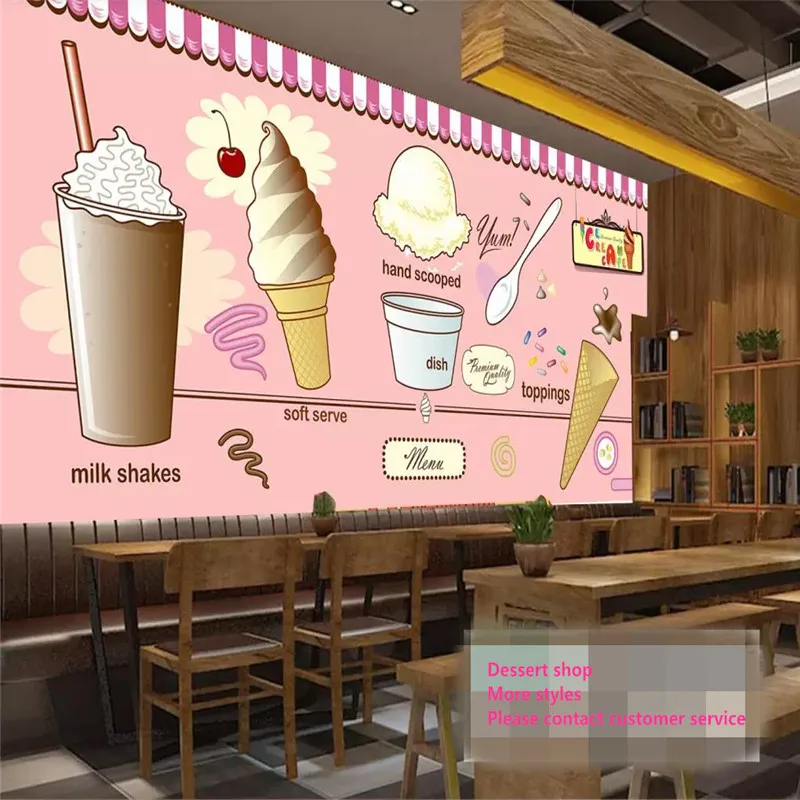

Custom 3d wallpaper ice cream ice cream coffee shop tea shop restaurant background decorative wall advanced waterproof material