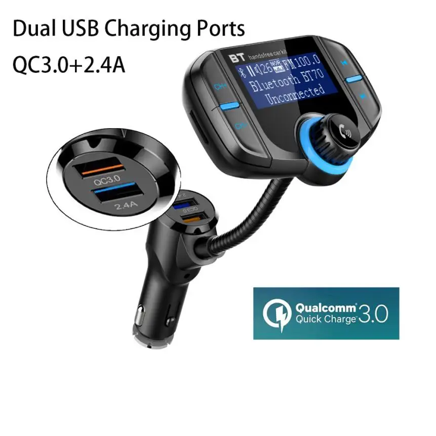 ФЭСТ отправки автомобильный fm трансмиттер Bluetooth MP3 плеер Беспроводной радио QC 3 0 2