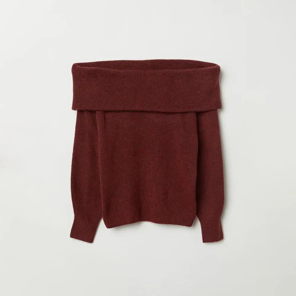

Fluffy Slash Neck Sweater Off Shoulder Jumer Women Fashion Knitted Sweaters Jumper
