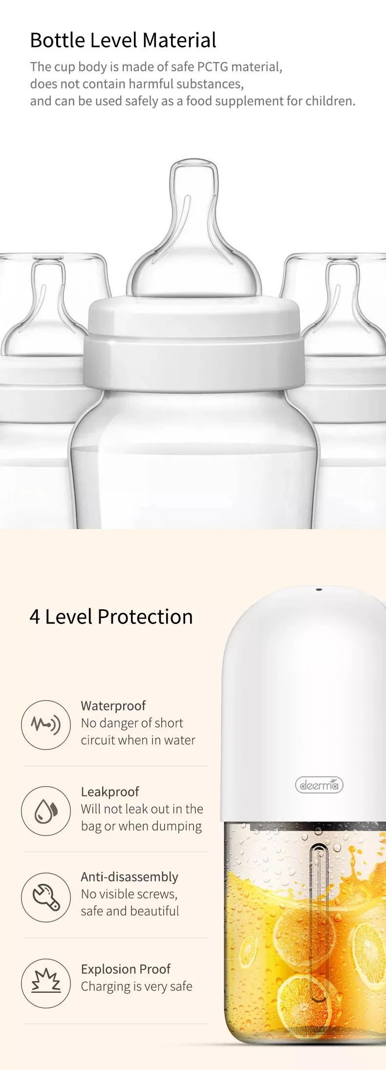 XIAOMI MijiA Deerma Portable Mini Fruit Juicer Kitchen Electric Mixer Capsule Shape Powerful Electric Juice Cup XIAOMI YouPIN (10)