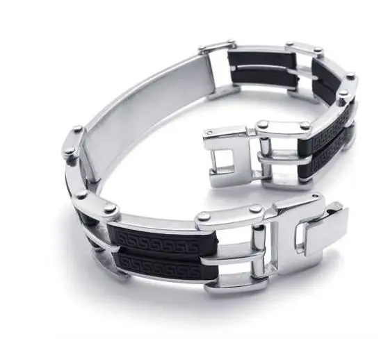 21 6cm Fashion popular contracted black stainless steel bracelet charm men font b women b font