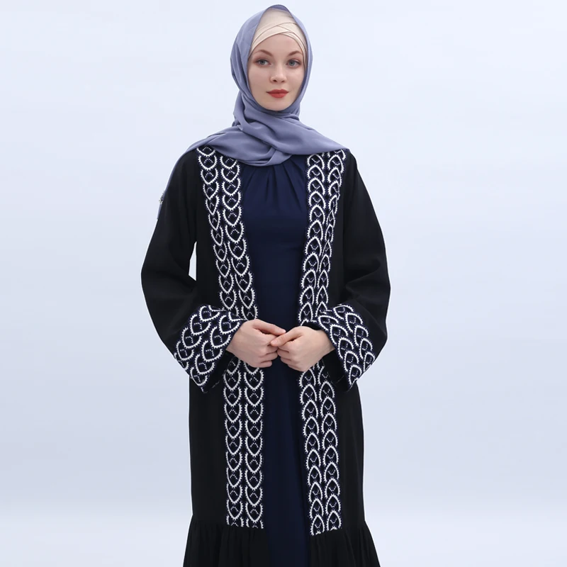 Appliques Muslim Hijab Dress Abaya Turkey Kimono Kaftan Dubai Caftan Abayas For Women Qatar Islamic Clothing Robe Femme Musulman