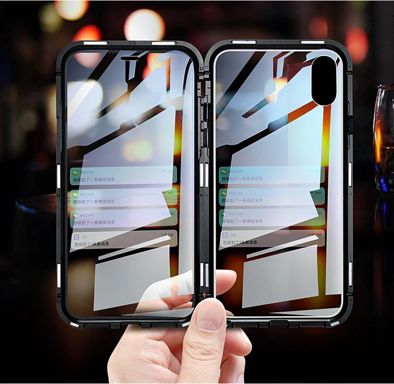 Luxury Double glass Metal Magnetic Case for iPhone XS MAX iPhone X XR 7 8 Plus 8plus Phone Case Magnet Cover 360 Full Protection (2)