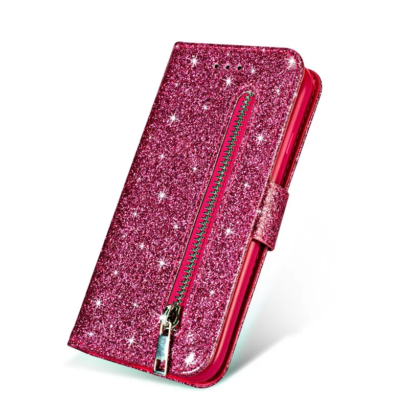 

Luxury Glitter Leather Case For Samsung S10e S10 S9 S8 Plus Case Zipper Wallet Cover For Samsung Galaxy S7 S6 edge Note 9 8 Case