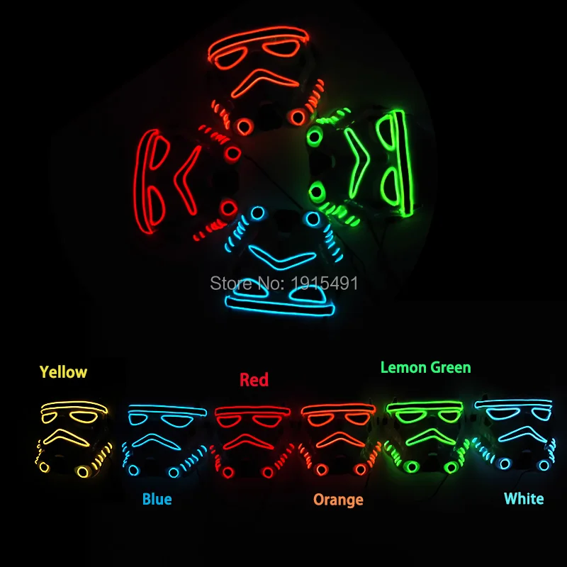 Новое поступление Мода красочные светящиеся EL провода, маска Оригинальные светильники звуковой индикатор активности Неон маска для шар
