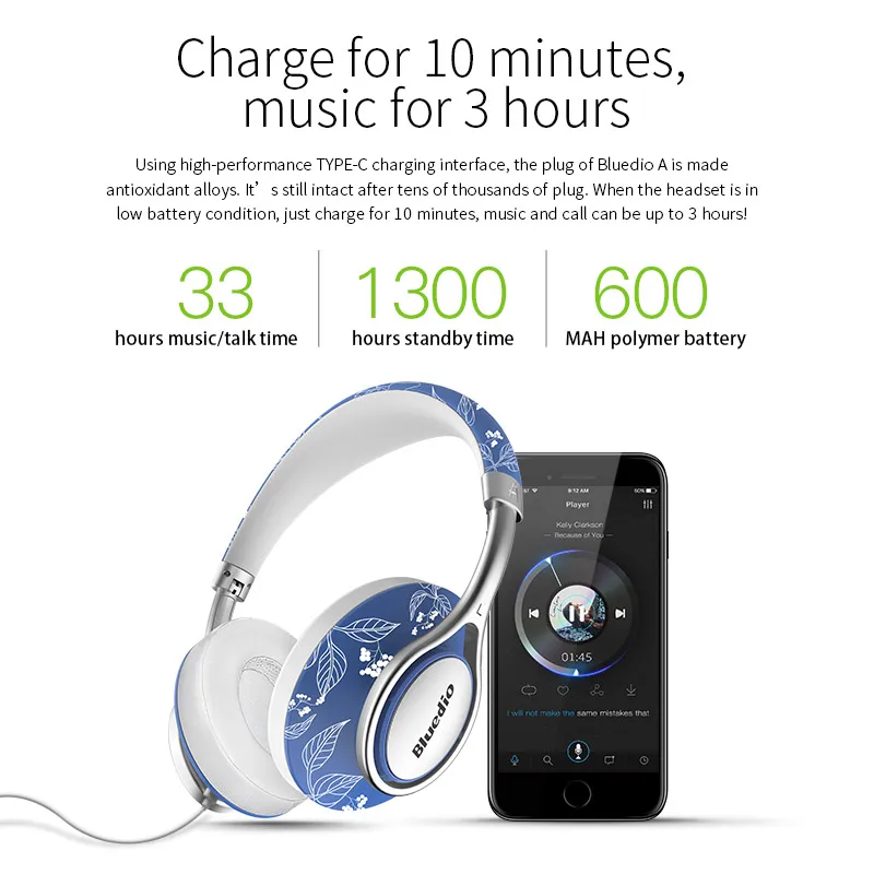 Bluedio A2 Мини Портативная Bluetooth гарнитура модные беспроводные наушники для музыки и телефона с микрофоном наушники