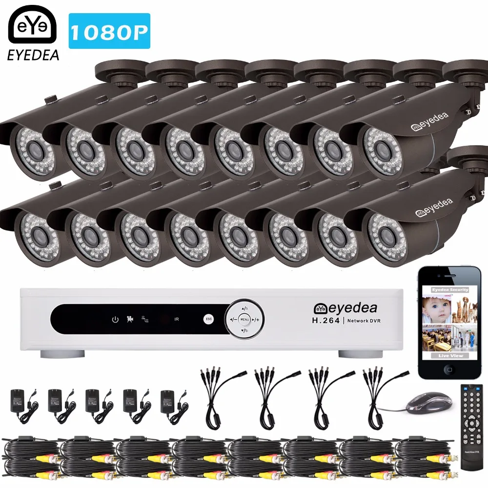 

Eyedea 16 CH Phone View DVR 1080P 2.0MP 5500TVL Bullet Outdoor LED Night Vision CCTV Security Camera Video Surveillance System