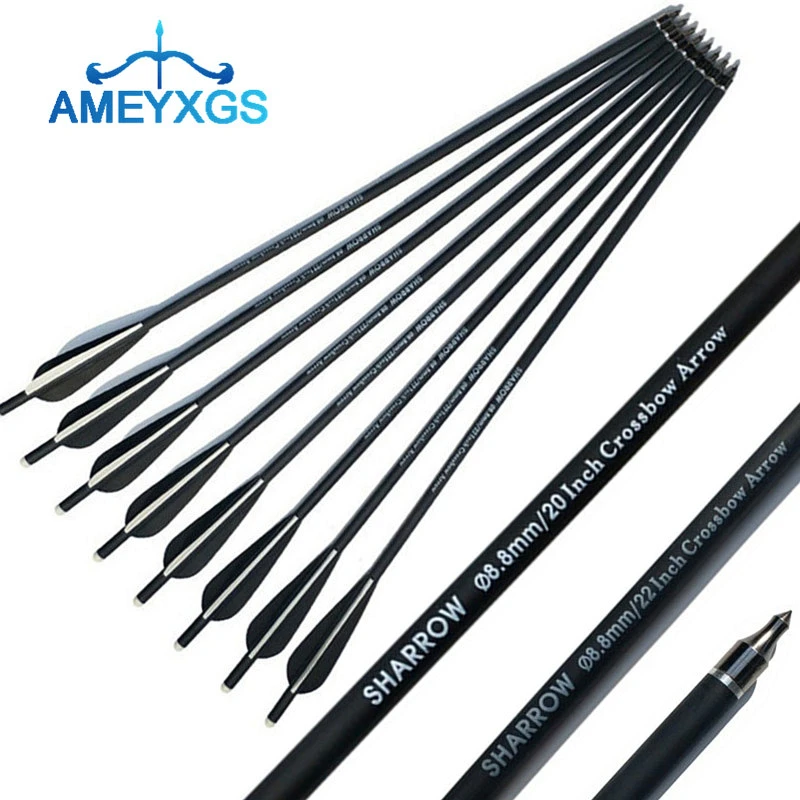 

30Pcs 20" 22" Archery Carbon Crossbow Bolts Target Tips With 4" Vanes Replaceable Broadhead Outdoor Hunting Shooting Accessories