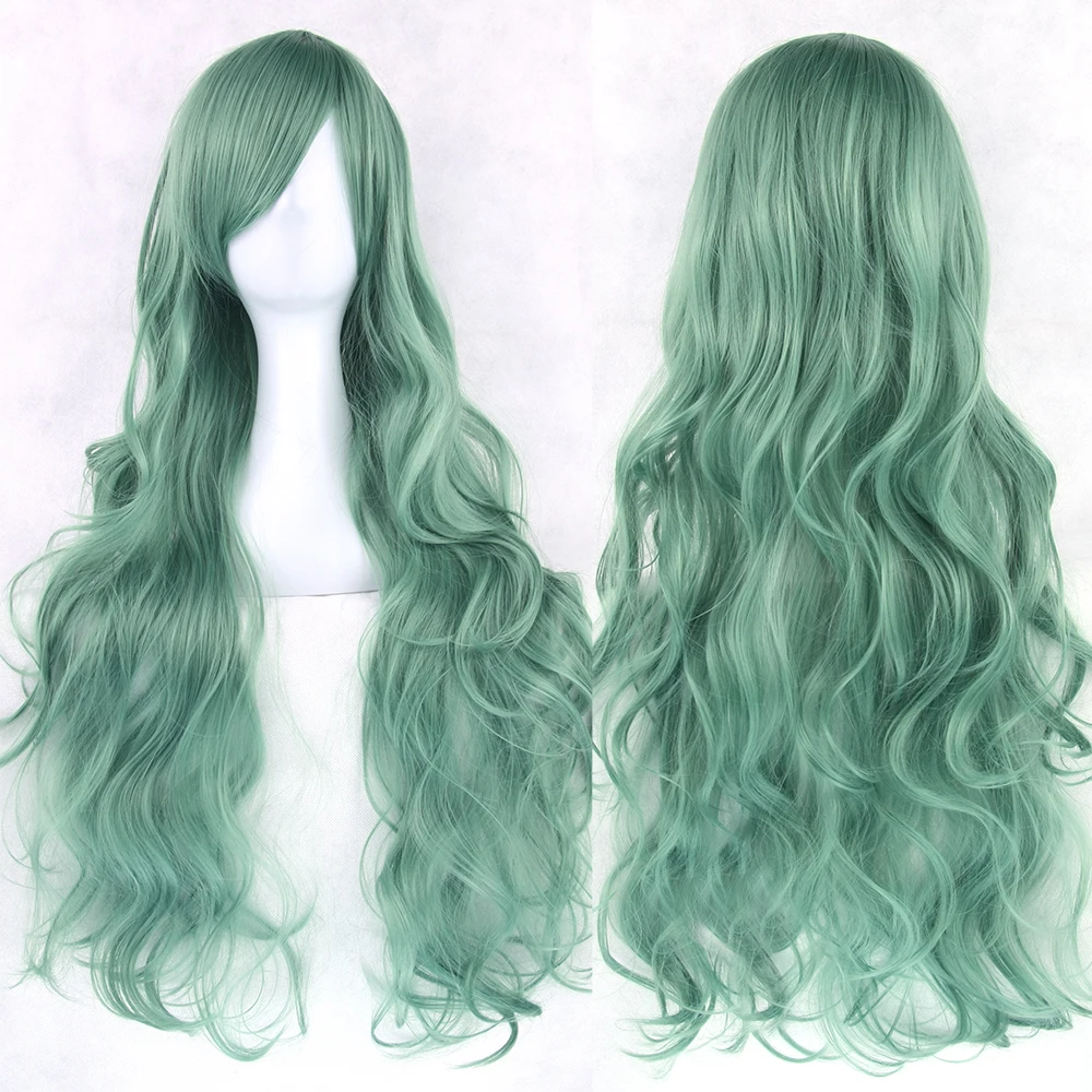 Soowee 20 цветов 80 см длинные вьющиеся волосы парик термостойкие синтетические волосы синий зеленый парики вечерние Косплей парики для женщин - Цвет: P1B/27