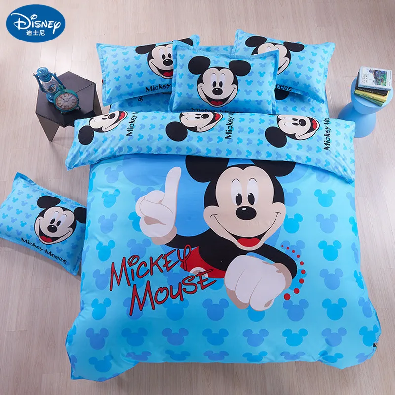 3D Синий Комплект постельного белья с Микки Маусом для детей, 4" X 59", размер кроватки, пододеяльник, подушка, Шам, хлопок, постельное белье, детское одеяло