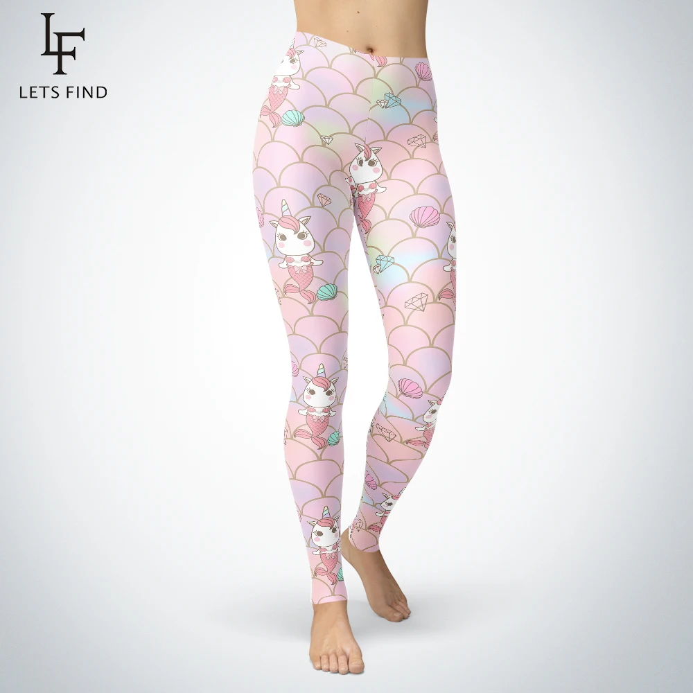 Новое поступление, Русалочка, леггинсы с рисунком единорога, модные сексуальные тонкие леггинсы, собака, одеваются как единорог, средняя талия, женские леггинсы