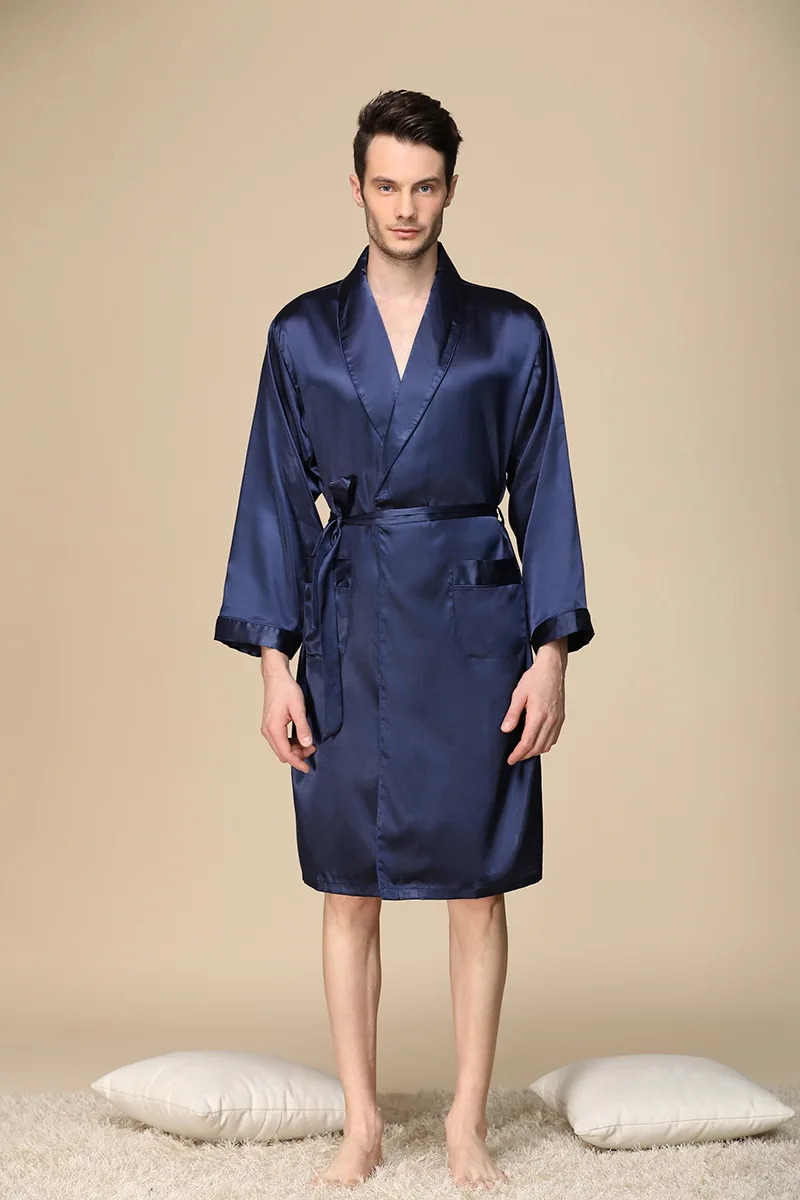 Luxury Designer Men's Silk Kimono Robe Plus 5XL Long Sleeve Sleepwear Bathrobe Oversized Satin Nightgown Summer Home Clothing