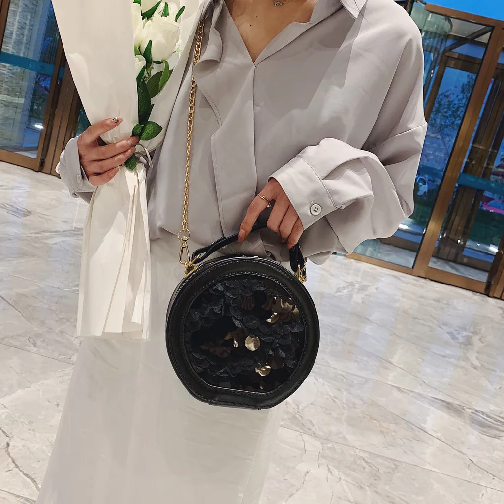 Модные женские Для женщин пайетки кожа Crossbody Сумка Пляжная Сумка