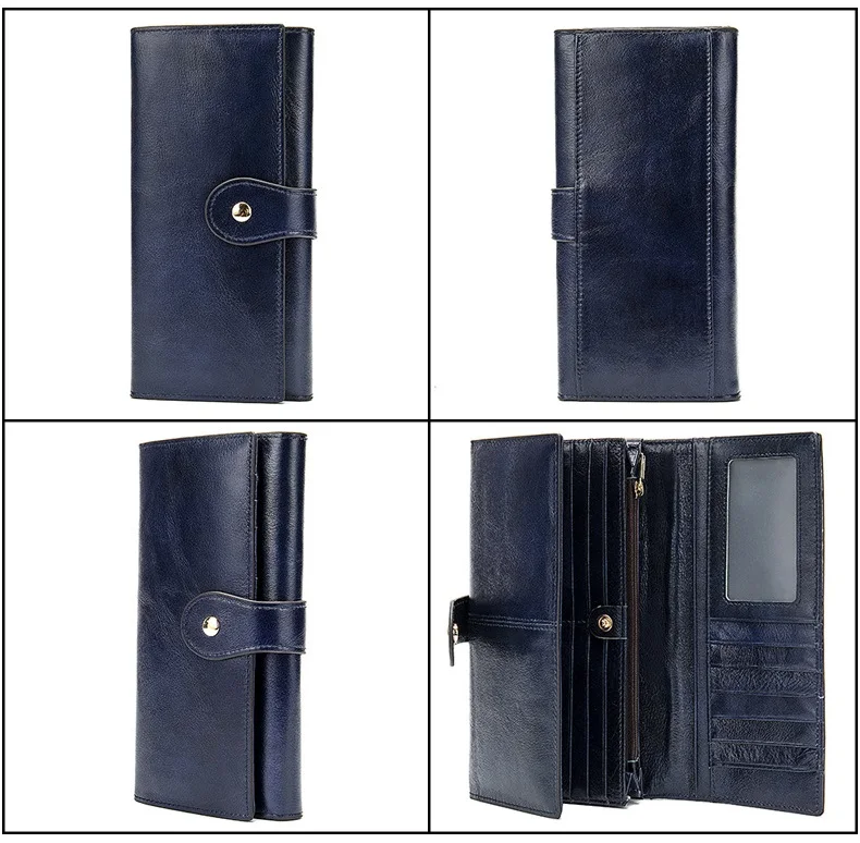 MJ Women's Wallet Genuine Leather Female Long Wallet Women Card Holder Wallets Money Bags Lady Wallets Clutch Purse Coin Pocket (13)
