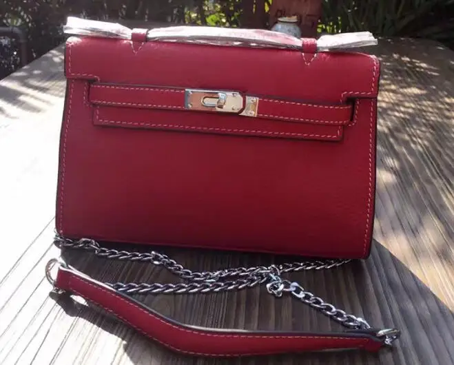 Женская сумка из натуральной кожи, Женская мини-сумка, известный дизайнер, сумки на цепочке, сумка через плечо, высокое качество - Цвет: Wine