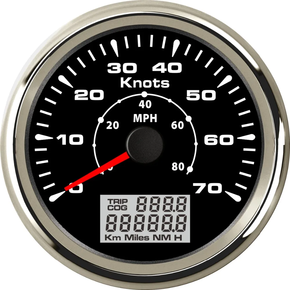 

1pc Marine 0-70knots GPS Speedometers 85mm 0-80mph GPS Speed Odometers LCD Speed Mileometers with Antenna for Boat