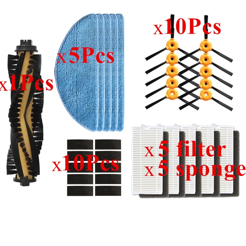 Боковая щетка HEPA фильтр губка Швабра рулон ткани основная щетка для CONGA EXCELLENCE iboto aqua v710 части робота-пылесоса - Цвет: 36pcs