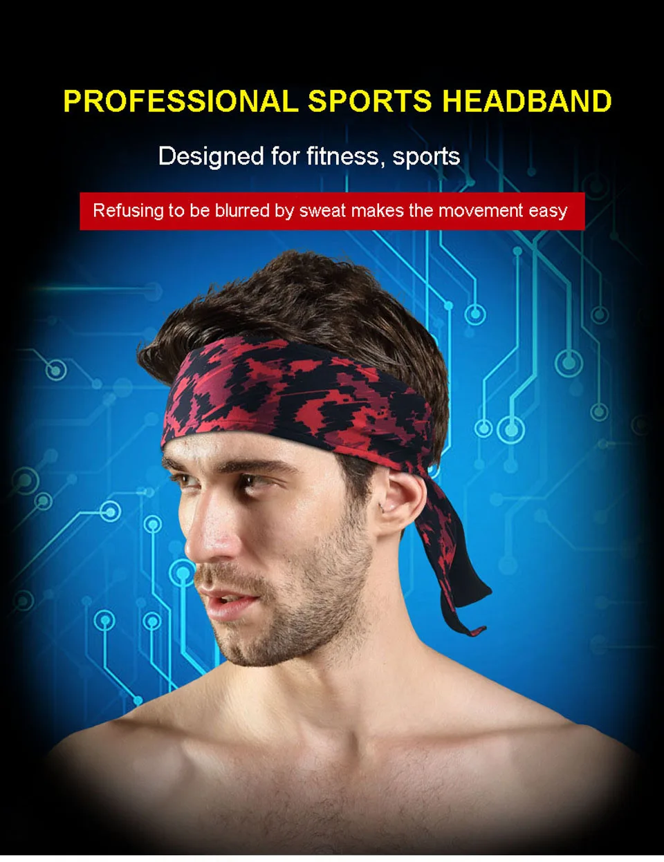 Мужская/Женская спортивная повязка на голову для бега, тенниса, фитнеса, пиратской повязки на голову для занятий йогой, лента для волос, спортивные аксессуары для бега