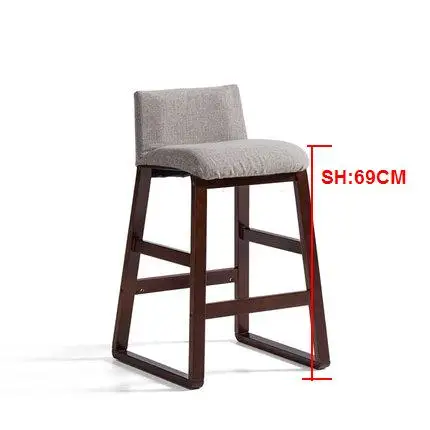 Твердый деревянный скандинавский барный стул современный минималистичный передний диван барный стул высокий стул - Цвет: M seat height 69cm