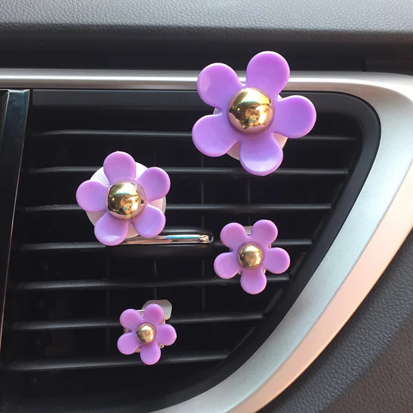 4 шт./лот, диффузорный освежитель с цветами для автомобиля, на вентиляционное отверстие, с зажимом, духи, авто, украшение интерьера, автомобильный ароматизатор, автомобильные аксессуары для девочек - Название цвета: 4pcs purple flower