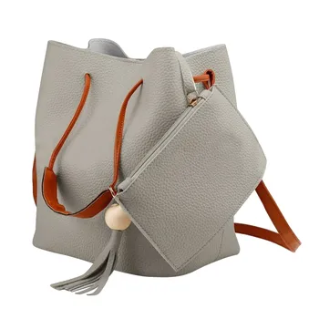 

new ladies tassel accessories wallet simple fashion small fresh handbag large capacity bucket bag bandolera de cuero