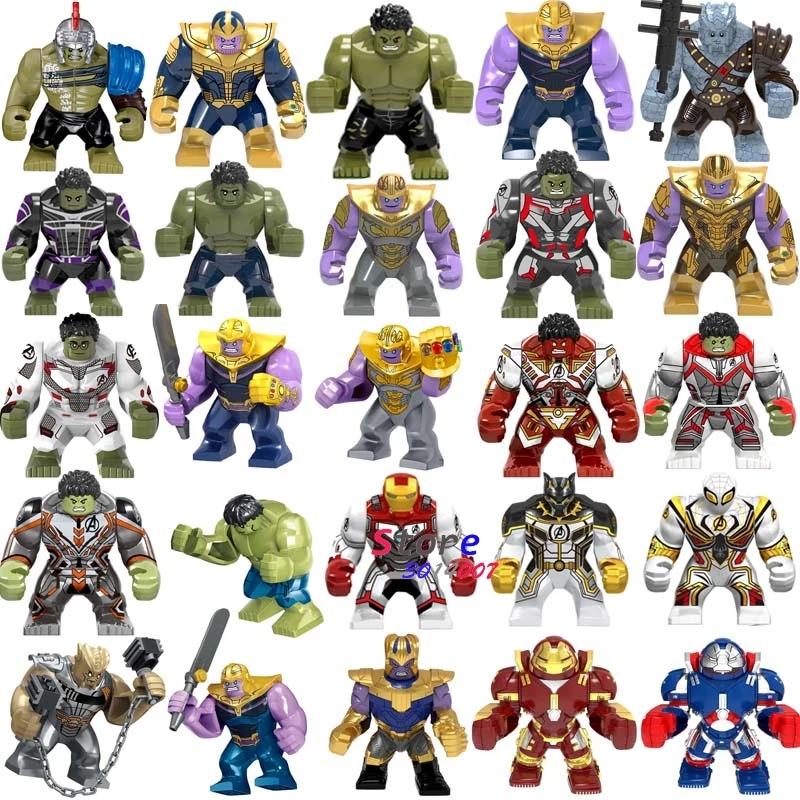 

Single Marvel Avengers Endgame Big size Thanos Hulk Iron Man Spiderman Black Dwarf Black Panther building blocks Kid Toys