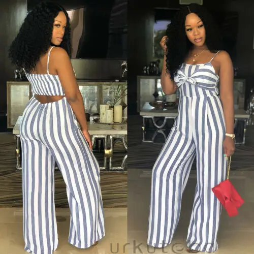 striped romper long pants