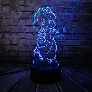 

Kawaii Cartoon 3D LED USB Lamp Seven Dwarfs Actress Princess Snow White Apple Girl Birthday Gift 7 Colors Change kids Toys Decor