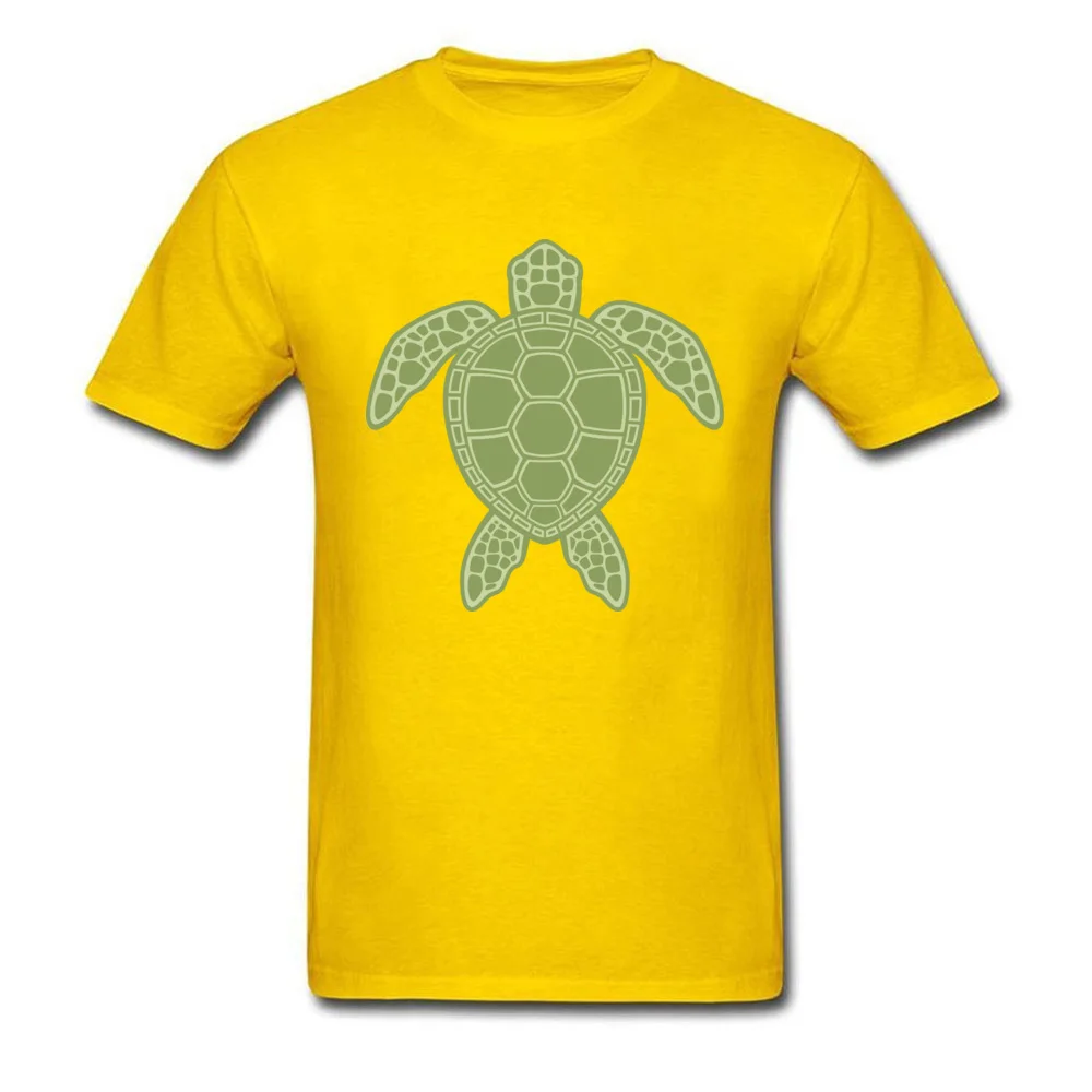 Round Neck Green Sea Turtle 100% Cotton Men T-shirts Funny Short Sleeve Tops & Tees Rife Group T Shirt Free Shipping Green Sea Turtle yellow