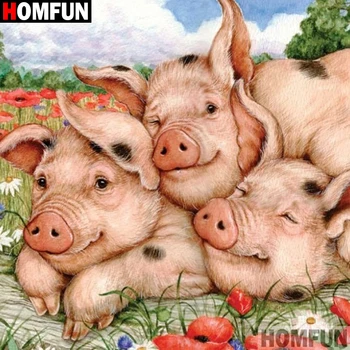 

HOMFUN Full Square/Round Drill 5D DIY Diamond Painting "Animal pig" 3D Embroidery Cross Stitch 5D Home Decor A17661