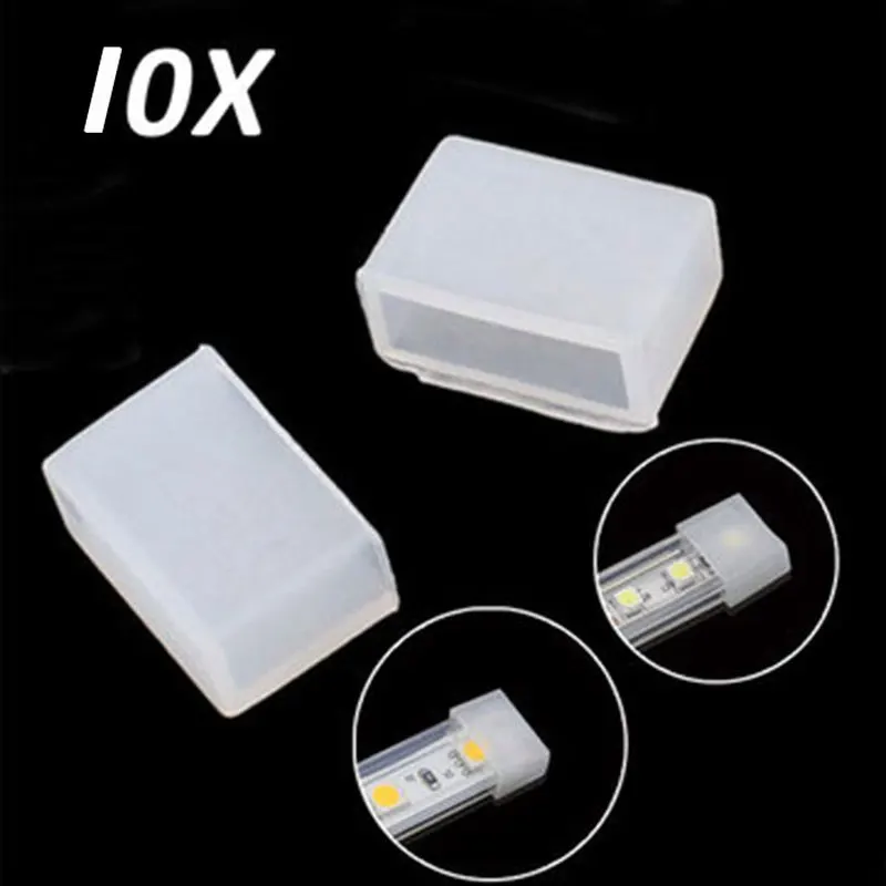 10PCS Silicon Clip Nonporous End Caps Use For SMD 5050 3528 Waterproof RGB Led Strip Light 8mm