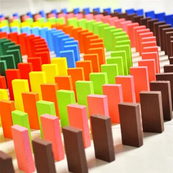 

Rainbow Wooden Toy For Kids Educational Assemblage Domino Game Building Intelligence Blocks Cheap Classic Toy 120pcs/lot
