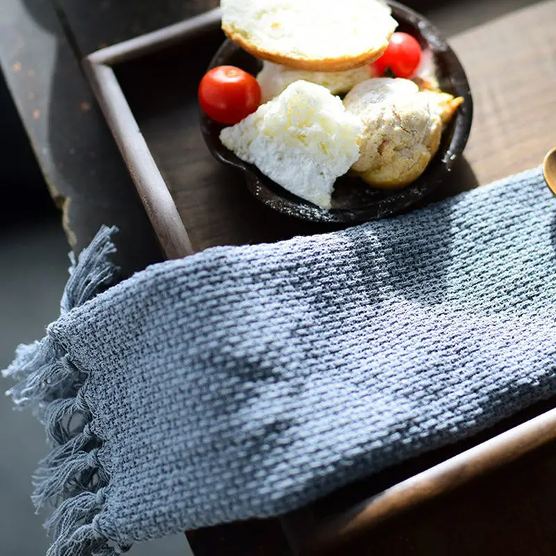 

High-quality Table Napkins Tassel Waffle Table Napkin Cotton Home Kitchen Dishcloth Handmade Cloth Baking Gourmet Food Cloth