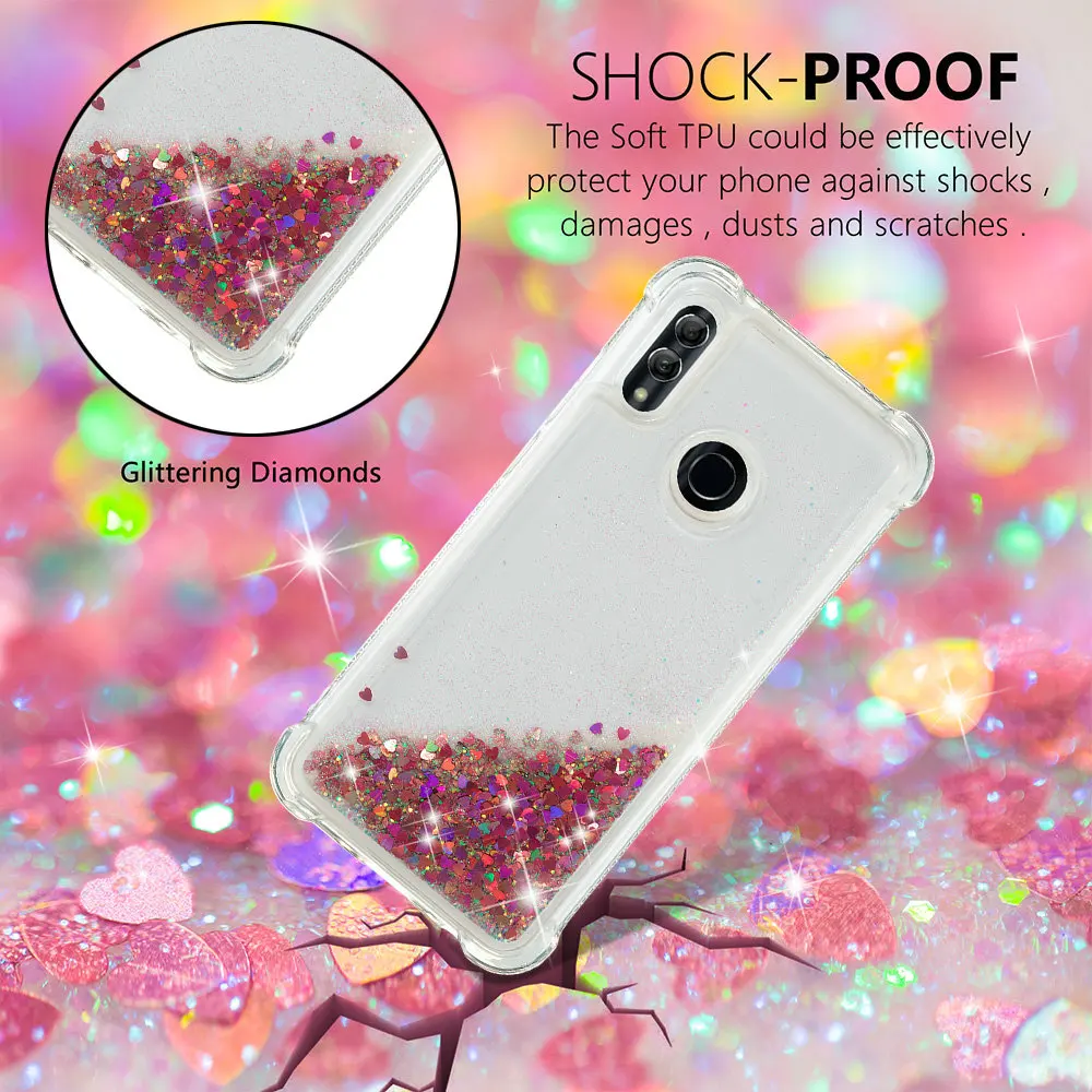 Huawei Honor 10 Lite P Smart мягкий чехол для телефона из ТПУ с принтом "HRY-LX1 POT-LX1 POT-LX1RU горшок HRY LX1 динамический «любящее сердце» с жидким песком чехол