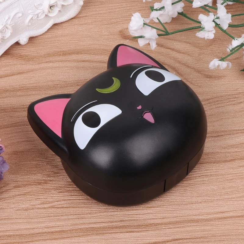 Коробка для объективов с мультяшным милым котом, портативный чехол для хранения контактных линз, зеркальный контейнер с держателем
