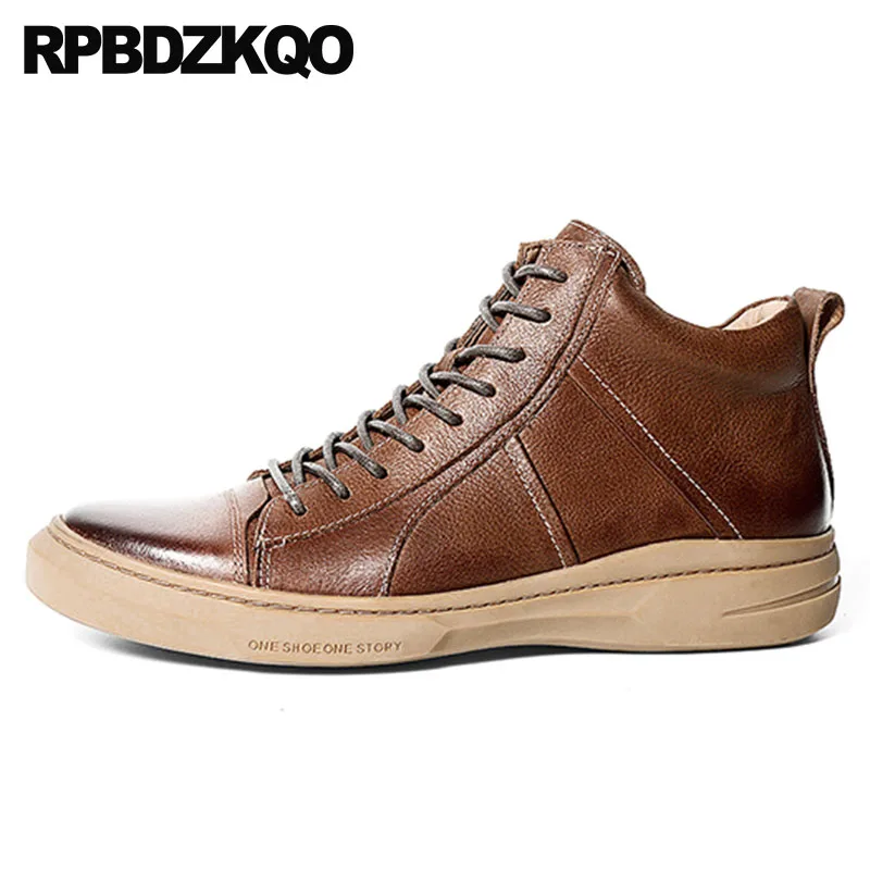 

full grain booties lace up military men army fall vintage autumn short 2018 real leather retro combat boots brown genuine shoes