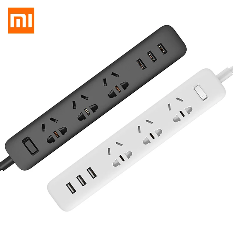 Xiaomi power strip с 3 USB удлинитель Разъем многофункциональная Быстрая зарядка силовая полоса 10A 250V 2500W