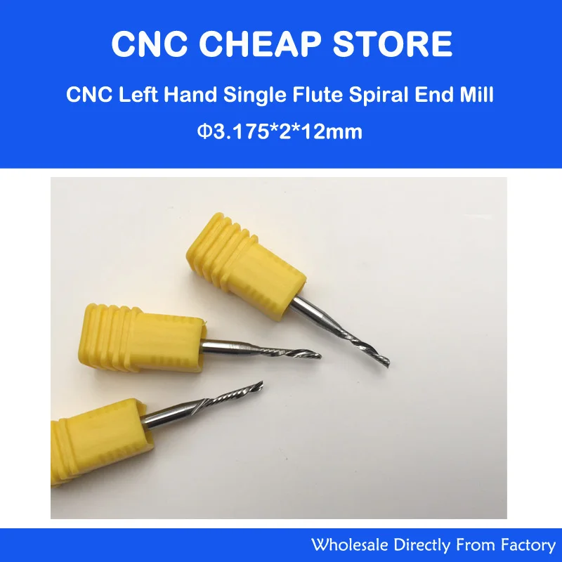 

5pc 3.175x2x12mm left hand down cutter spiral single flute CNC router bits free shipping